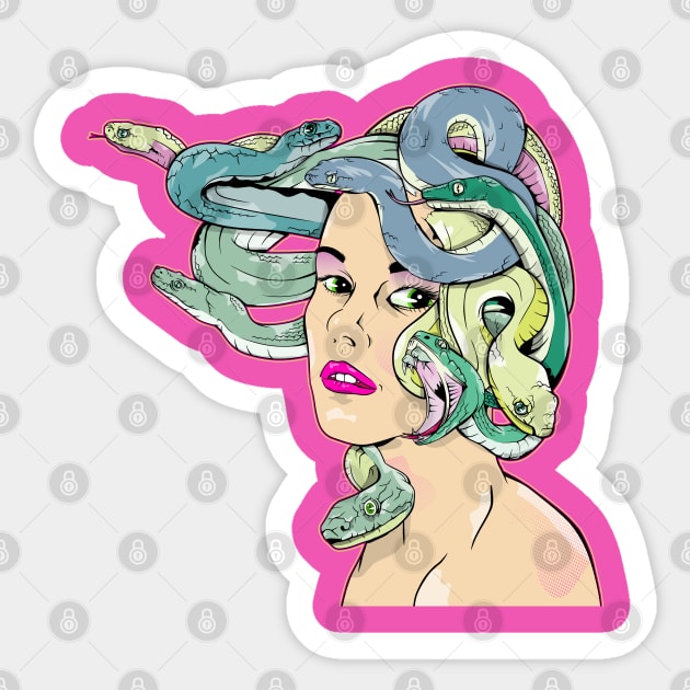 Medusa Greek Goddess Sticker by mailboxdisco